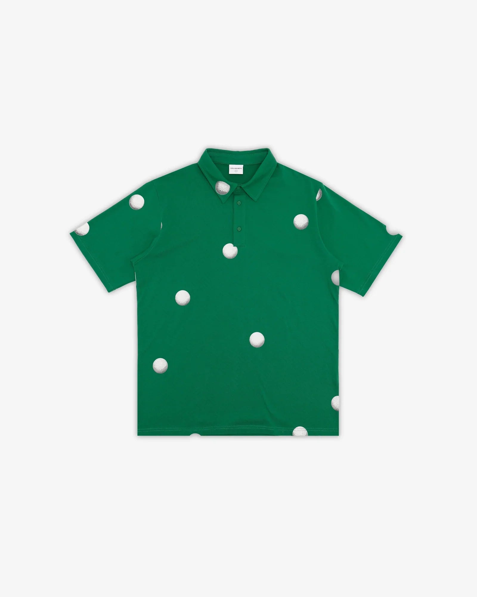 Students Golf Filhurst S/S Polo in green with an all-over golf ball graphic, 100% cotton - Students Golf Canada at Gallery Streetwear