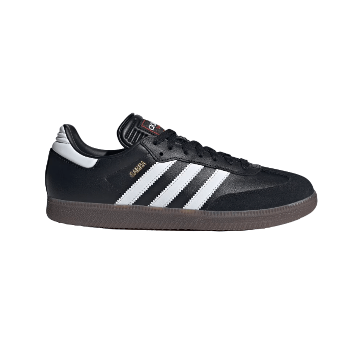 Adidas Samba in Core Black and Cloud White with the T-toe overlay and gum sole — Samba vs Spezial vs Campus guide at Gallery Streetwear, Kelowna BC