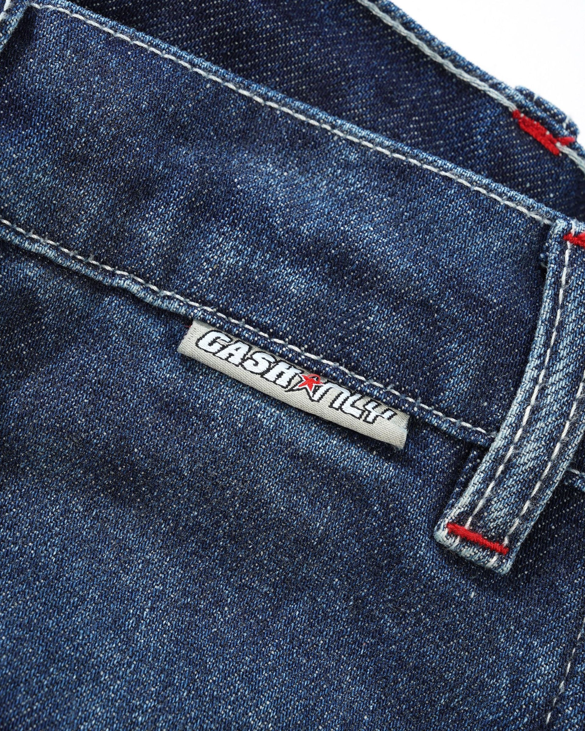 Cash Only Logo Denim Shorts Raw Indigo