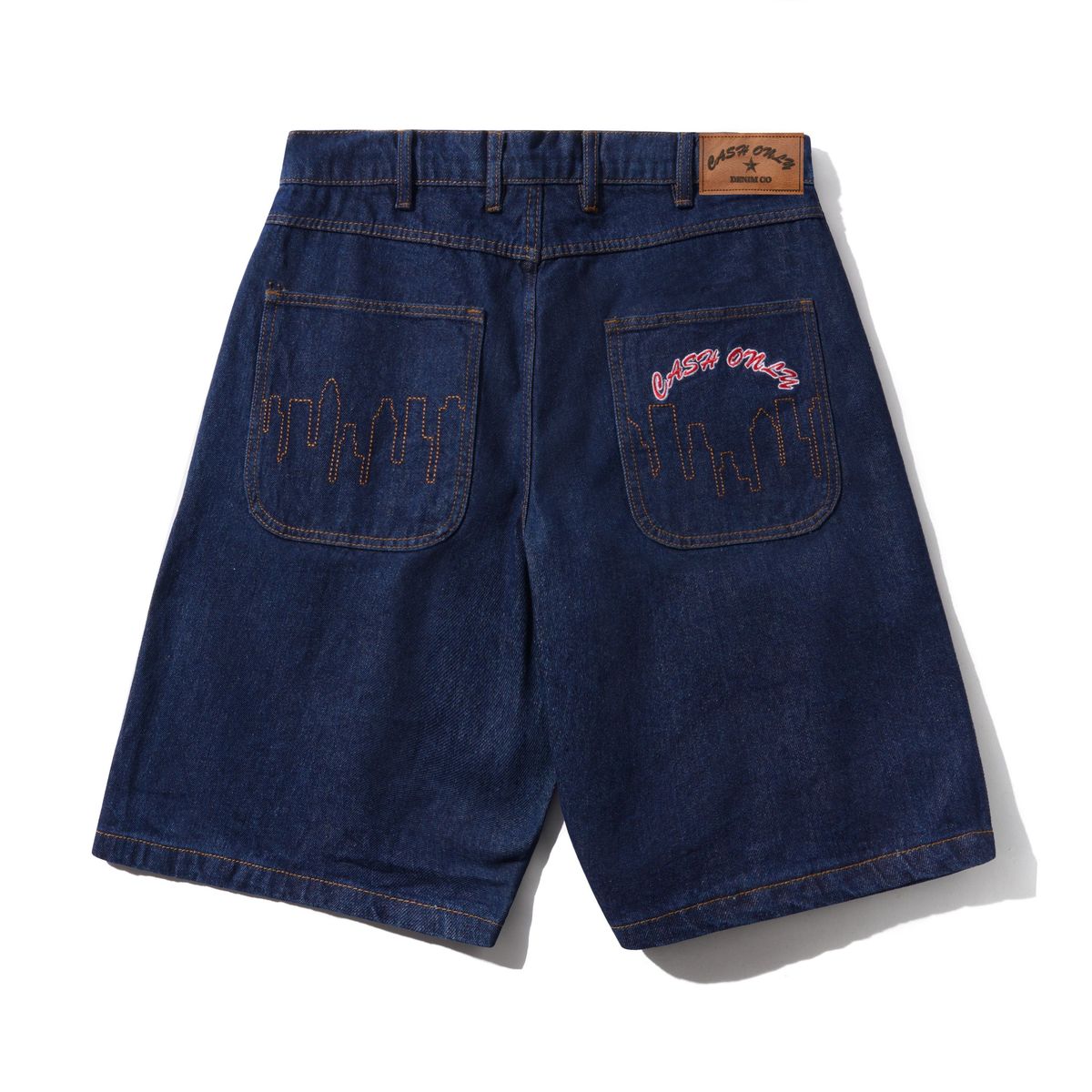 Cash Only Logo Denim Shorts Dark Indigo