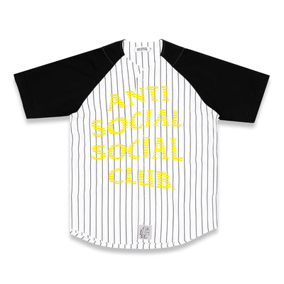 Anti Social Social Club Pinstriped Baseball Jersey – Black White