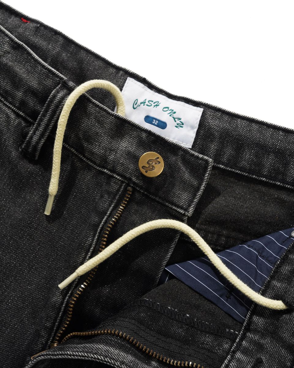 Cash Only Point Denim Shorts Washed Black