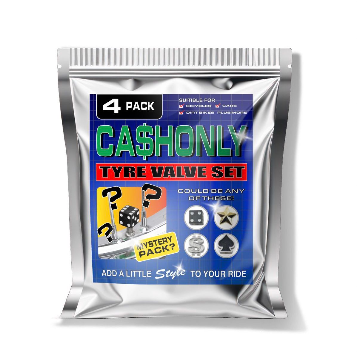 Cash Only Tyre Valve Cap Set