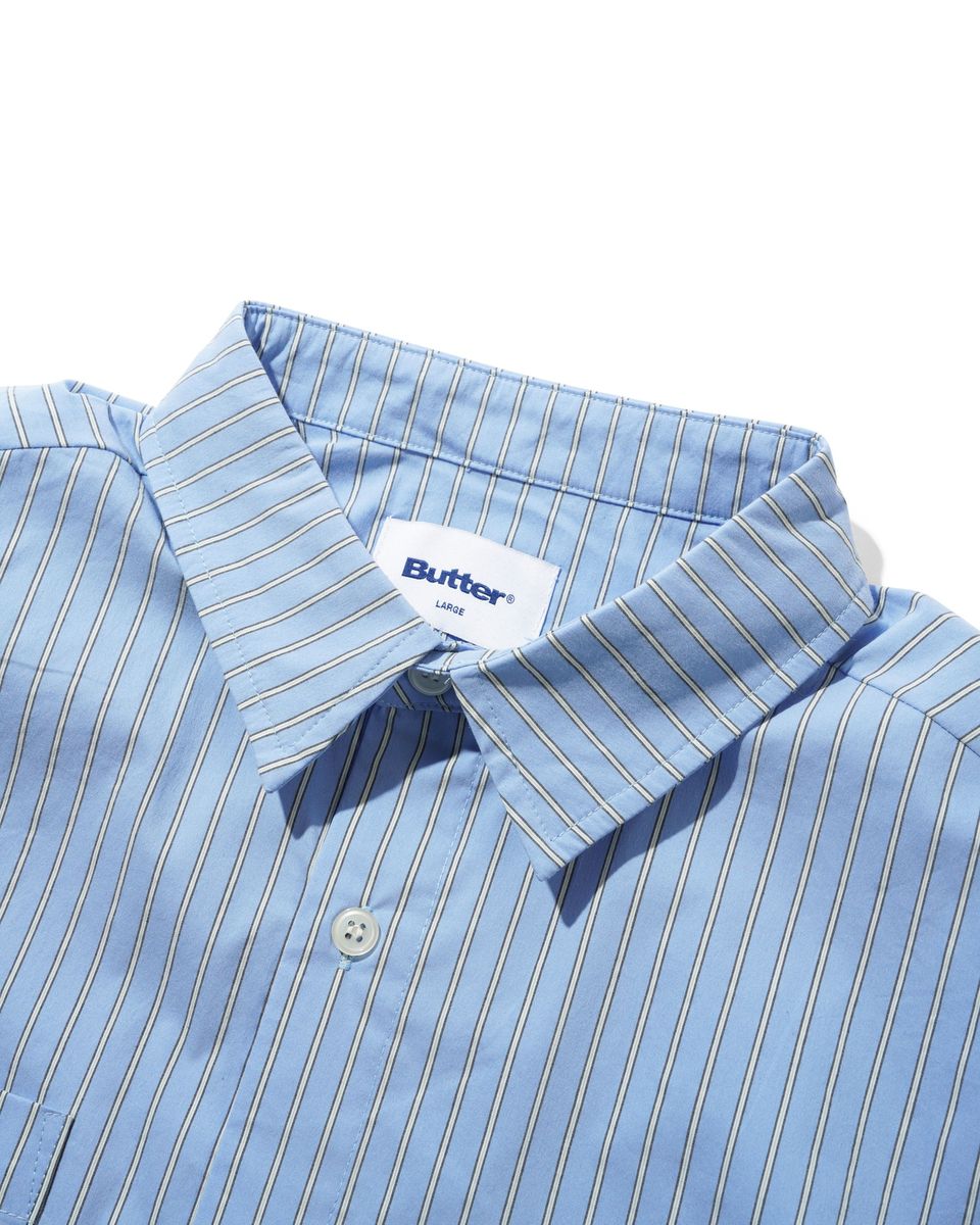 Butter Goods Vertical Stripe S/S Shirt Blue