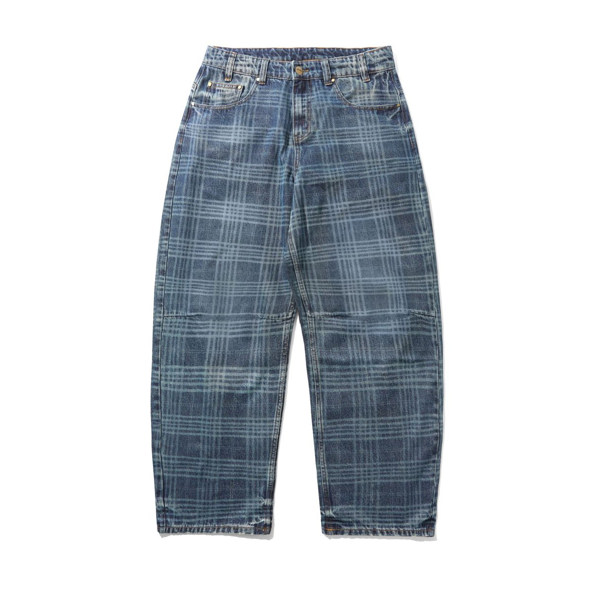 Butter Goods Burn Wide Cut Denim Jeans Indigo Plaid