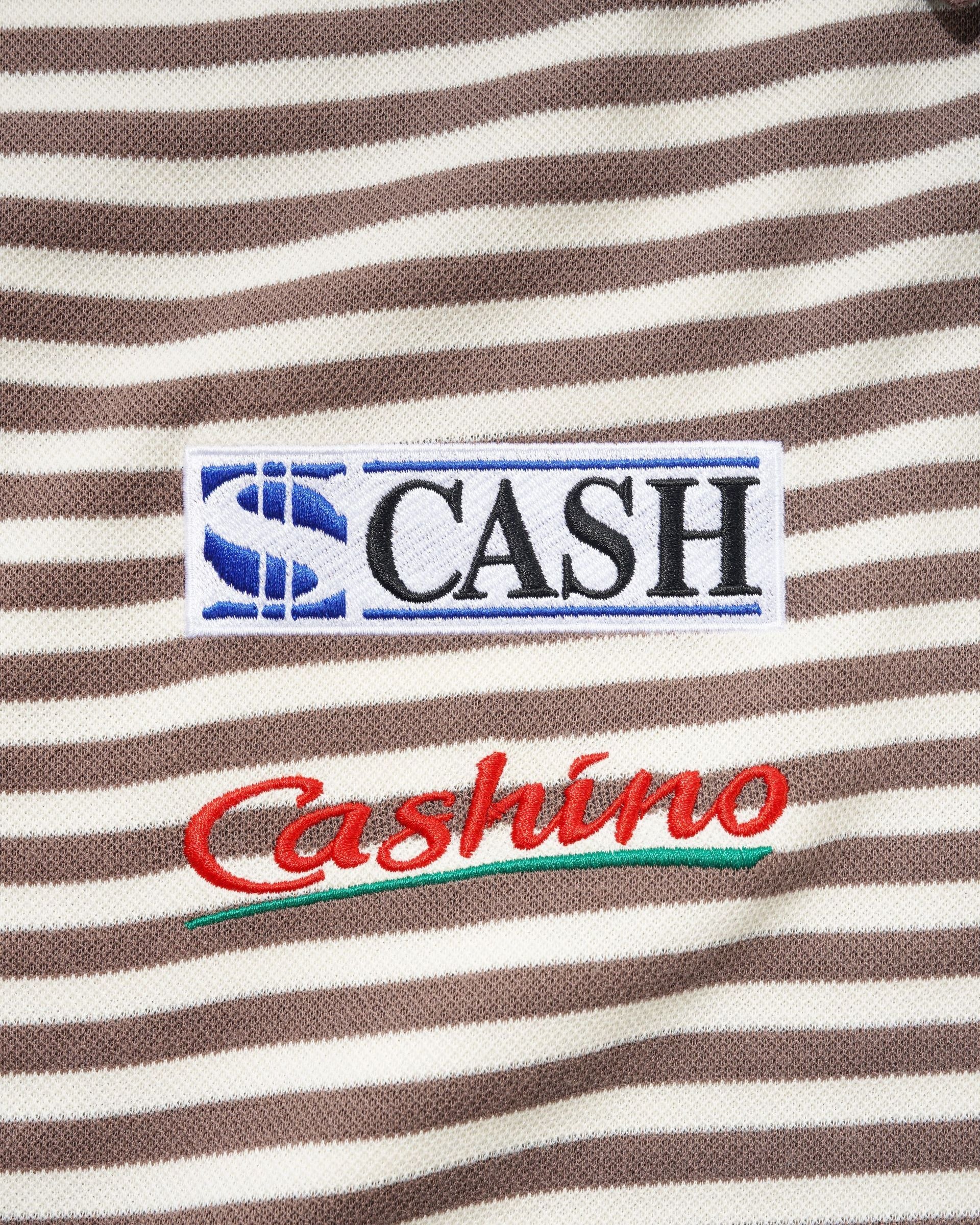 Cash Only Nada Polo Brown Stripe - Cash and Cashino chest embroidery
