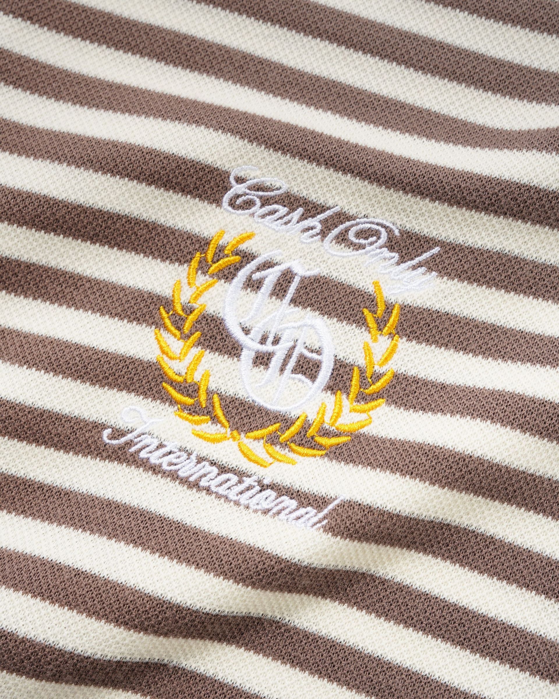 Cash Only Nada Polo Brown Stripe - Cash Only International crest