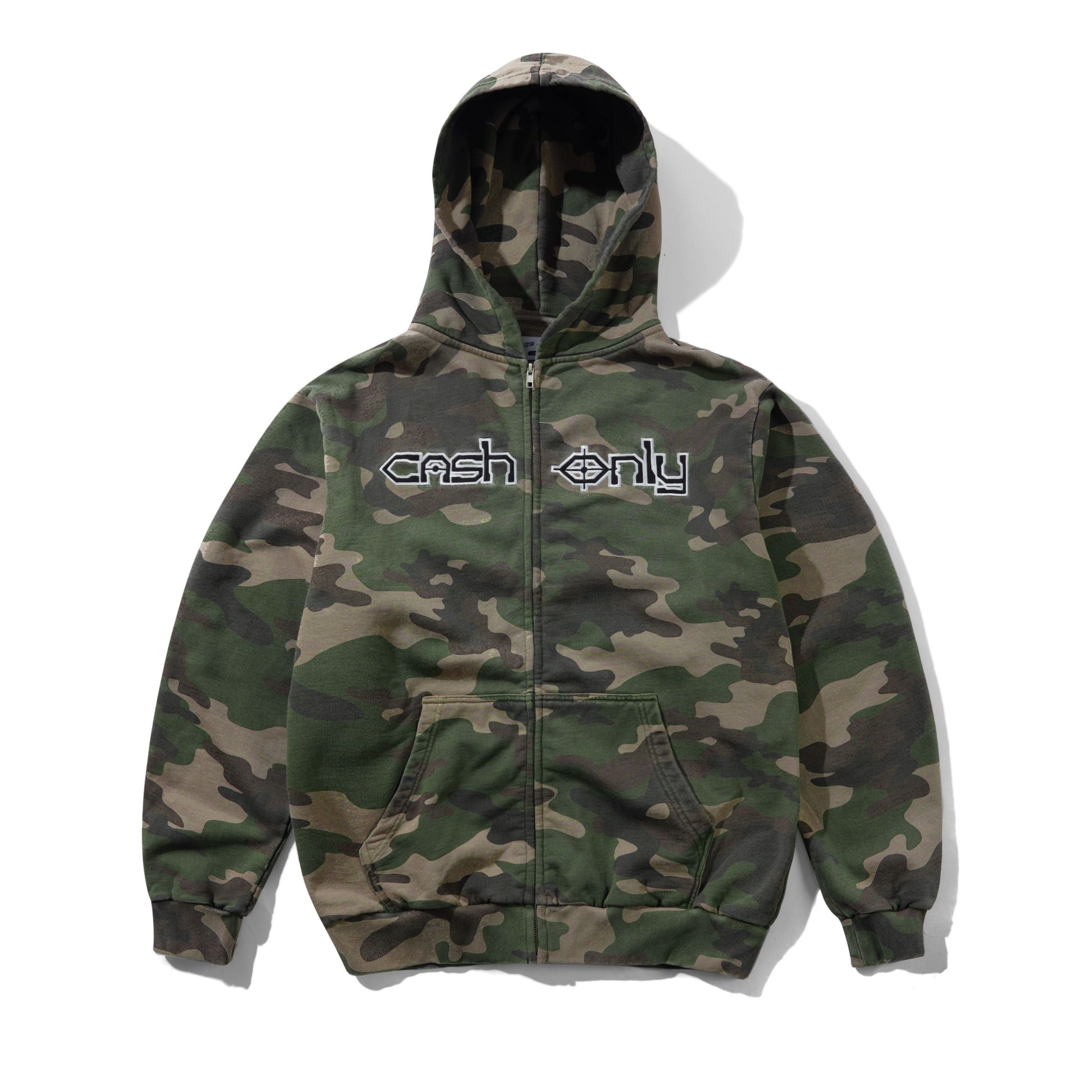 Cash Only Protocol Zip-Thru Hood Washed Camo - front