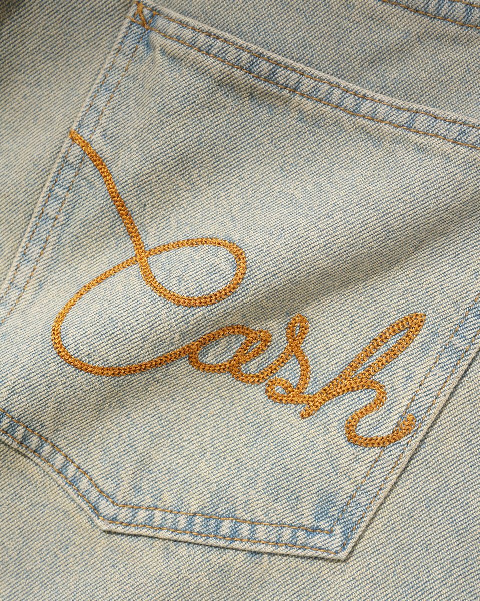 Cash Only Rodeo Denim Jeans Sun Fade Blue - Cash script back pocket