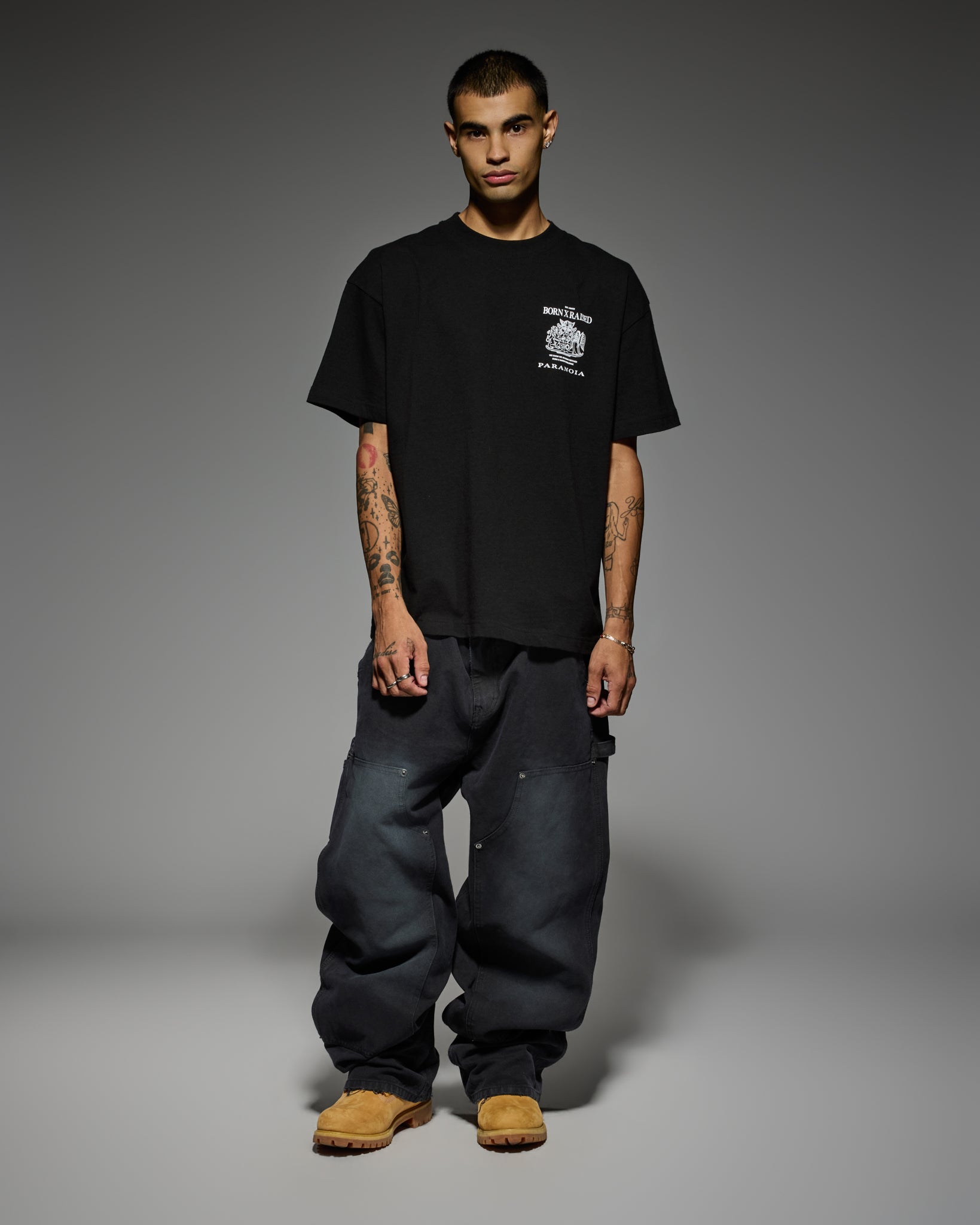 Born X Raised Paranoia Crest Tee - Black - lifestyle 1