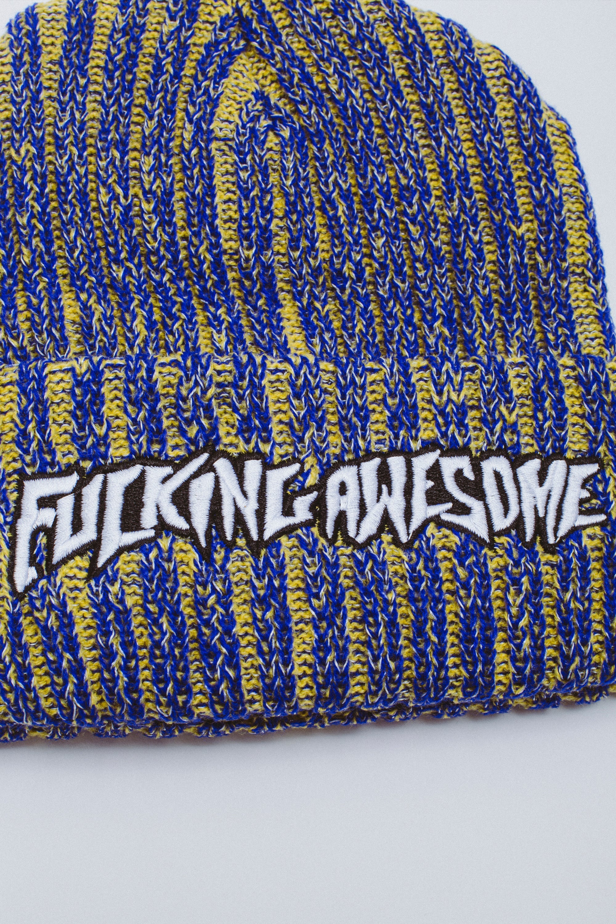 FA Reflective Stripe Beanie Yellow detail