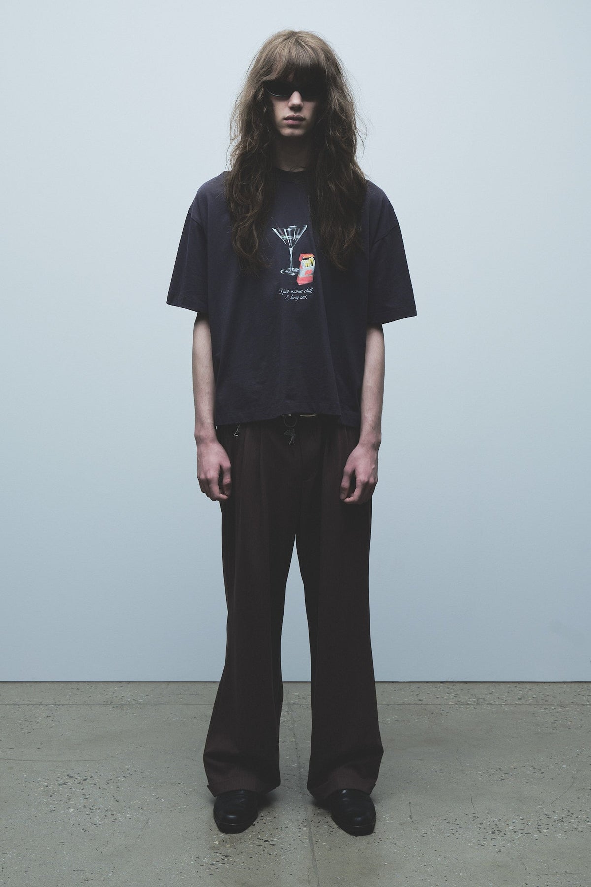 Jungles Jungles Double Happiness Tee black worn on model, Fall 26 lookbook