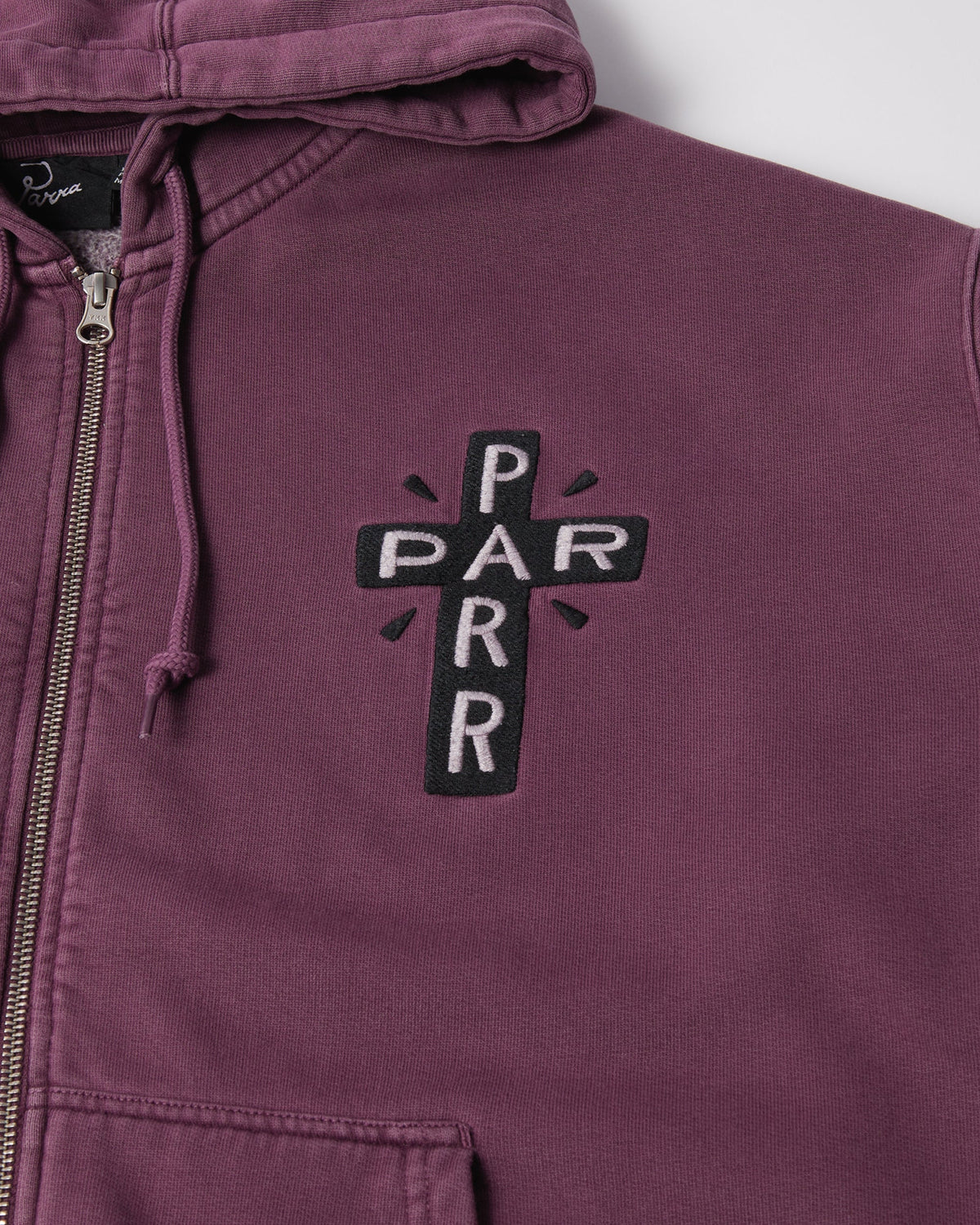 Parra A Cross To Bear Zip Hooded Sweatshirt Purple back