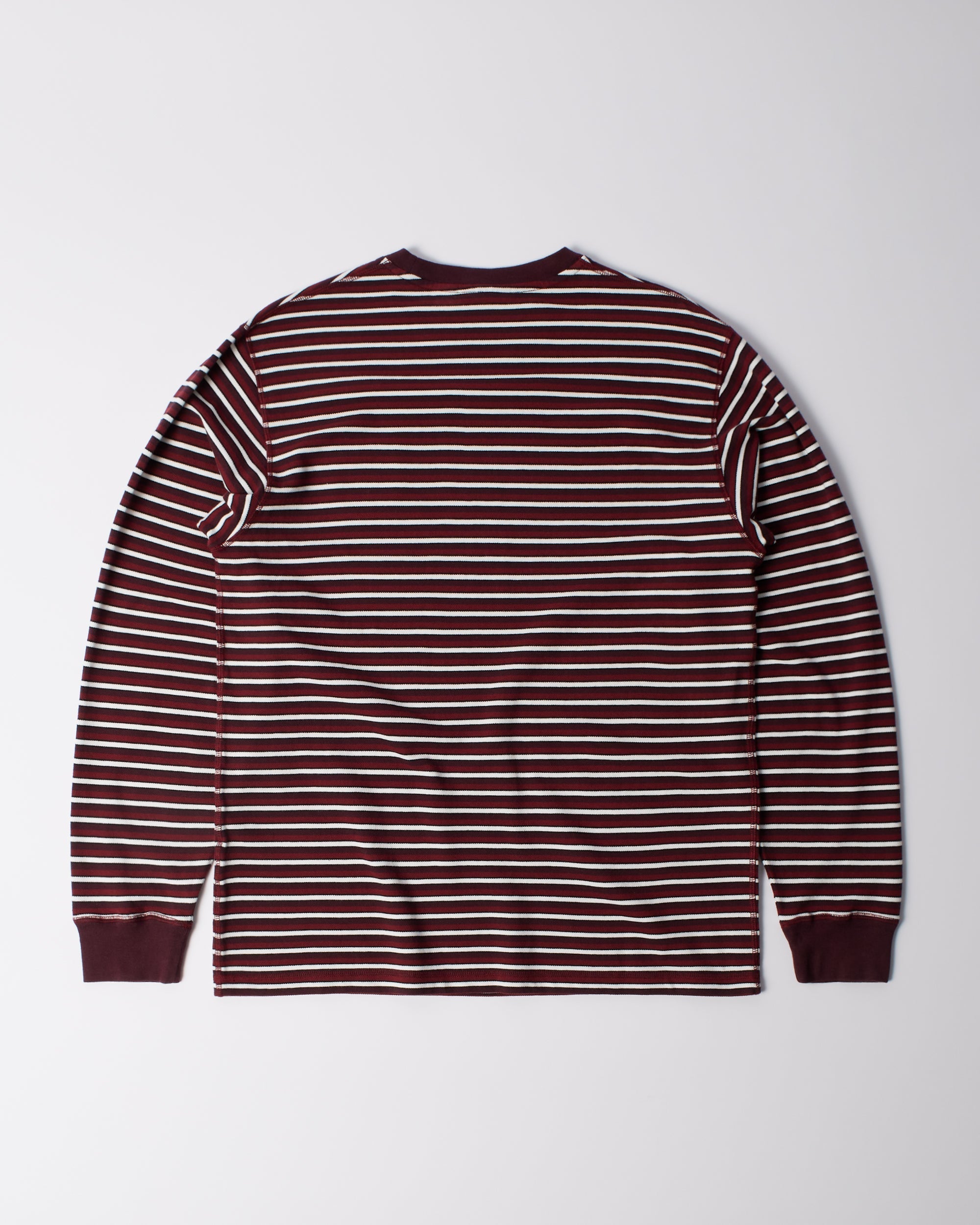 Parra Tripped Stripes Pique Long Sleeve Dark Red — pique texture detail