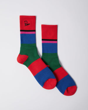 Parra Signature Striped Crew Socks Red
