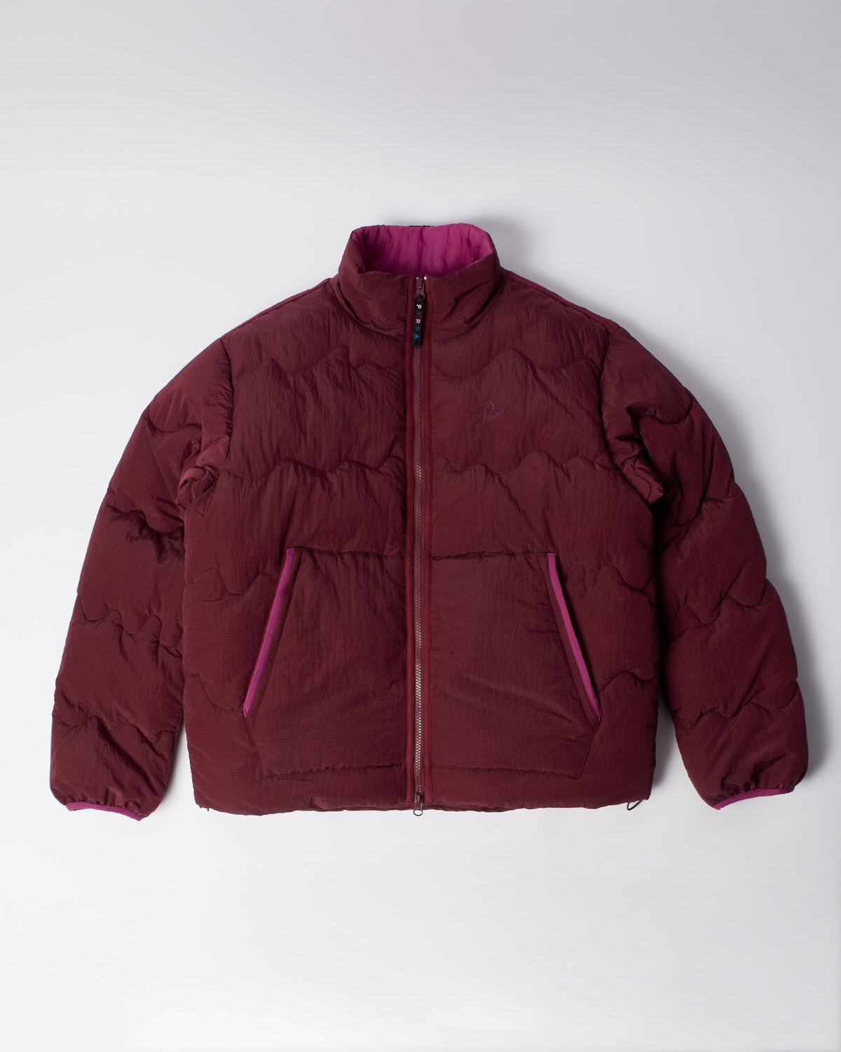 Parra Wavy Puffer Jacket Dark Red