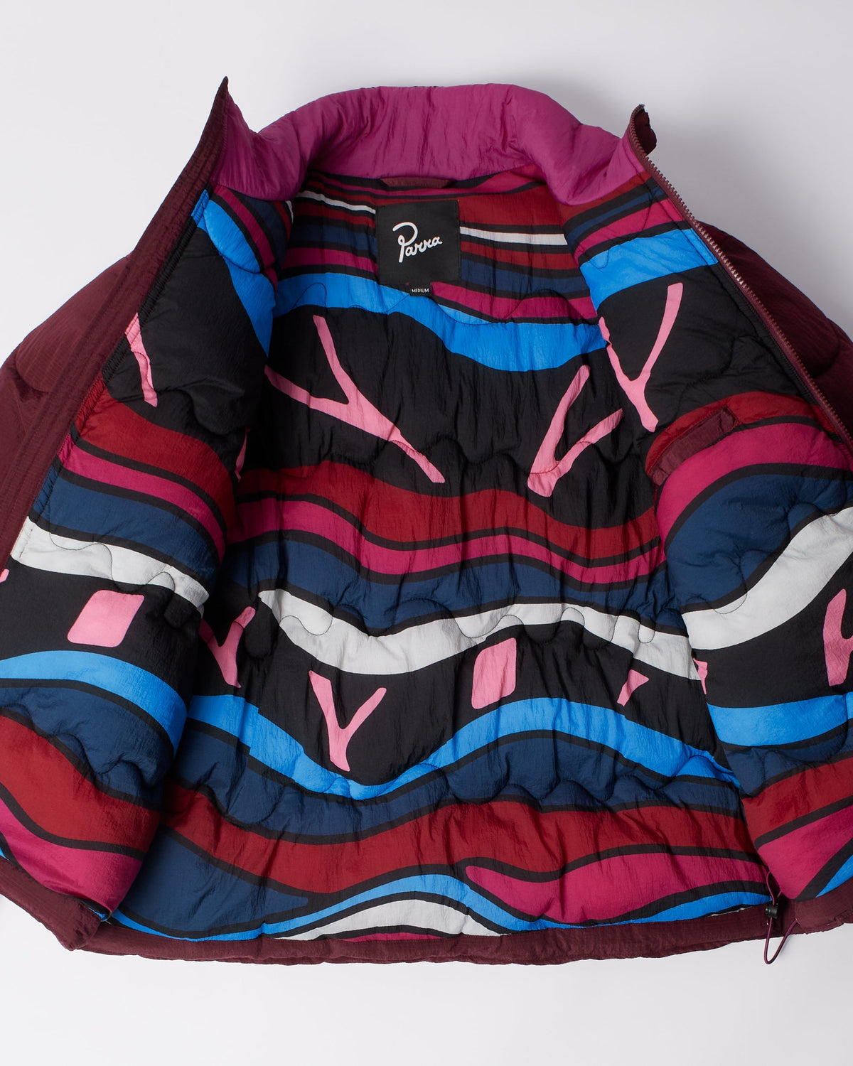 Parra Wavy Puffer Jacket Dark Red