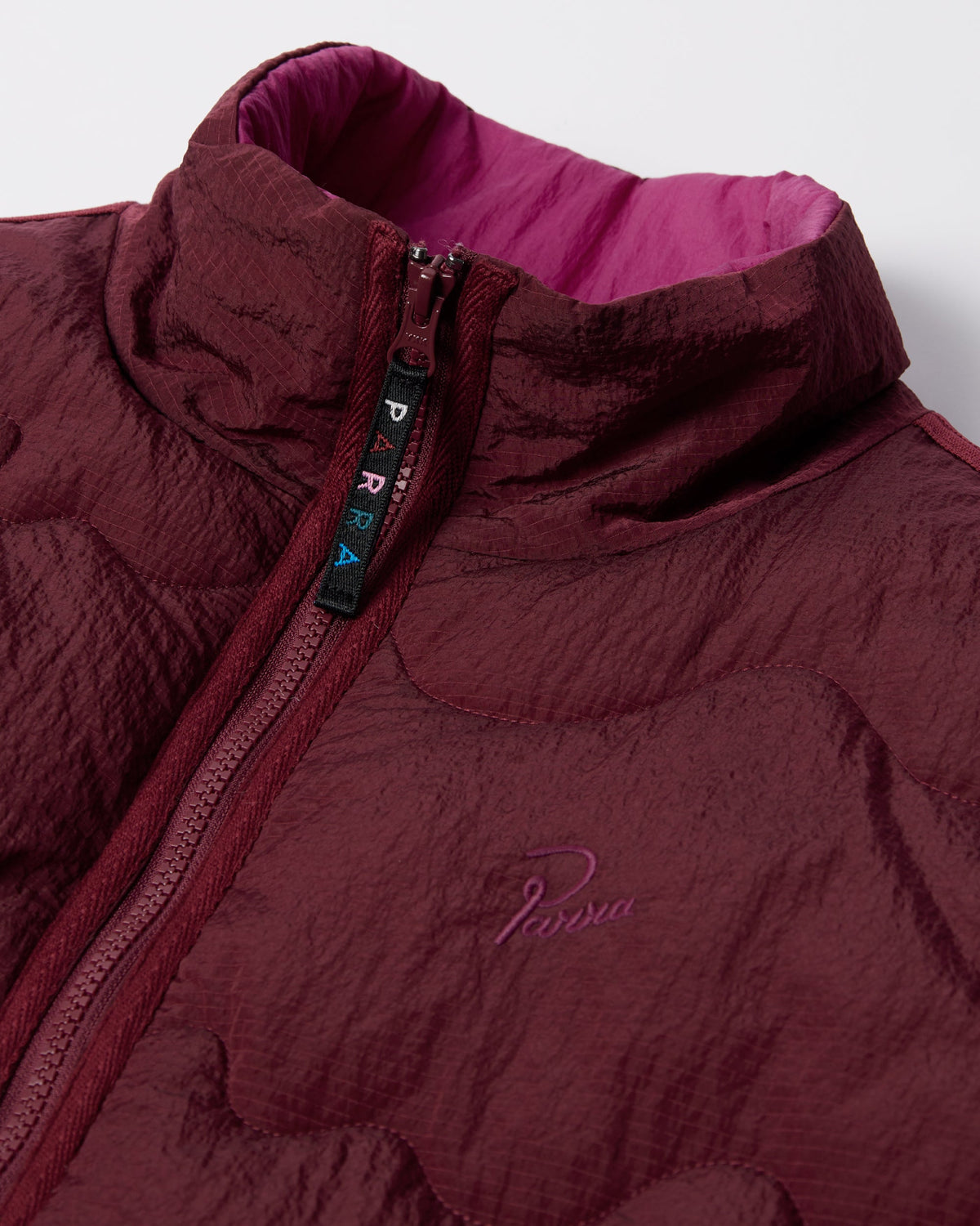 Parra Wavy Puffer Jacket Dark Red