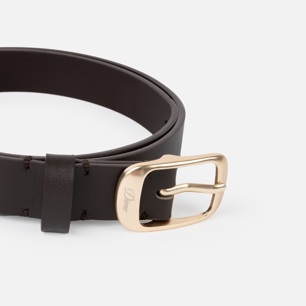 Dime MTL Dress Leather Belt Brown — detail