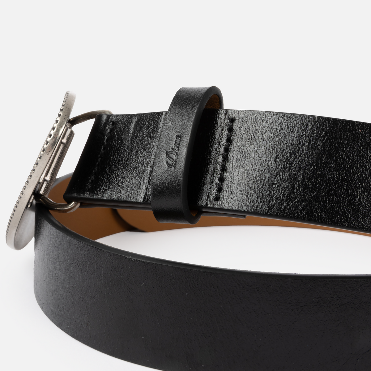 Dime MTL Skull Leather Belt Black — detail