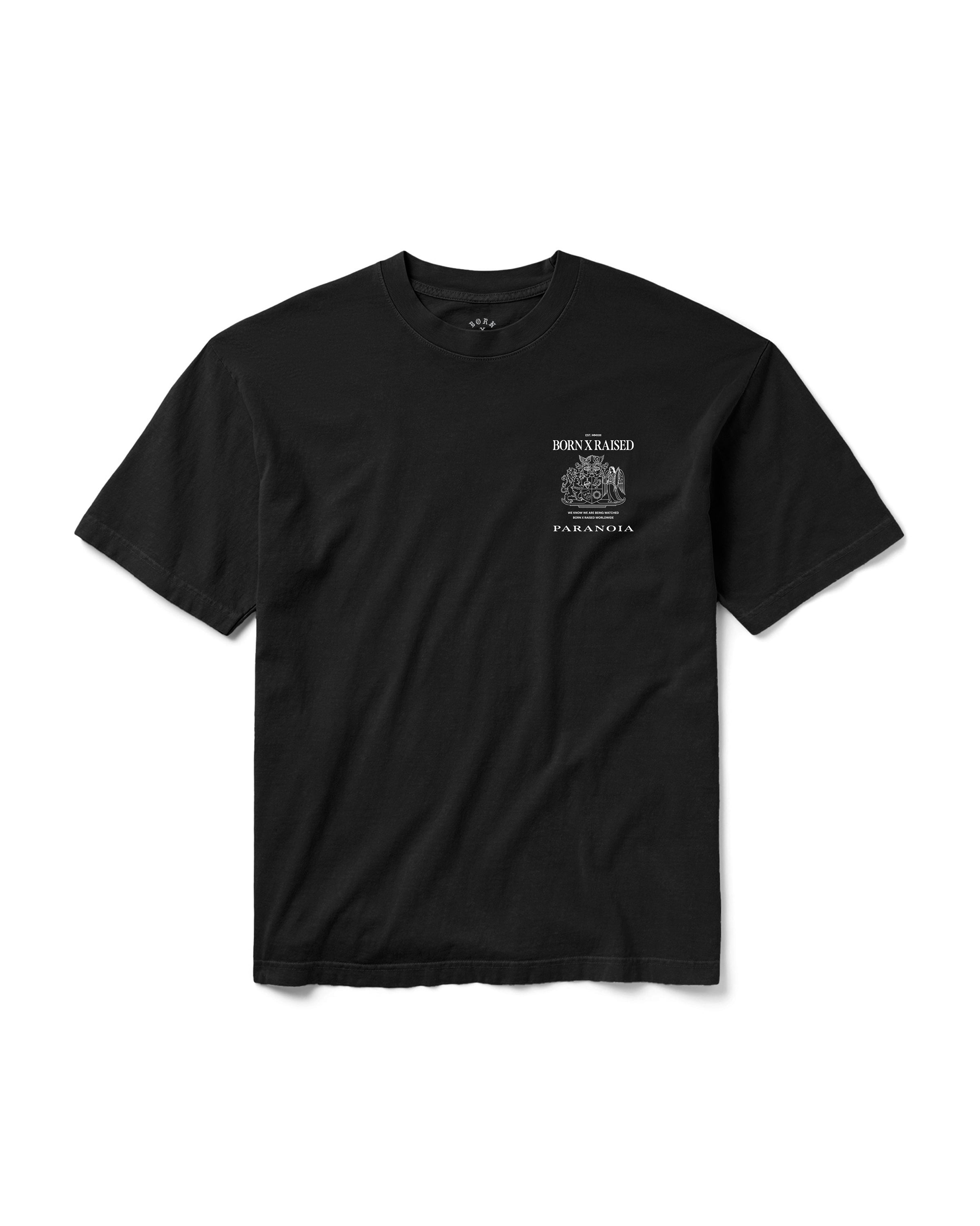 Born X Raised Paranoia Crest Tee - Black - front
