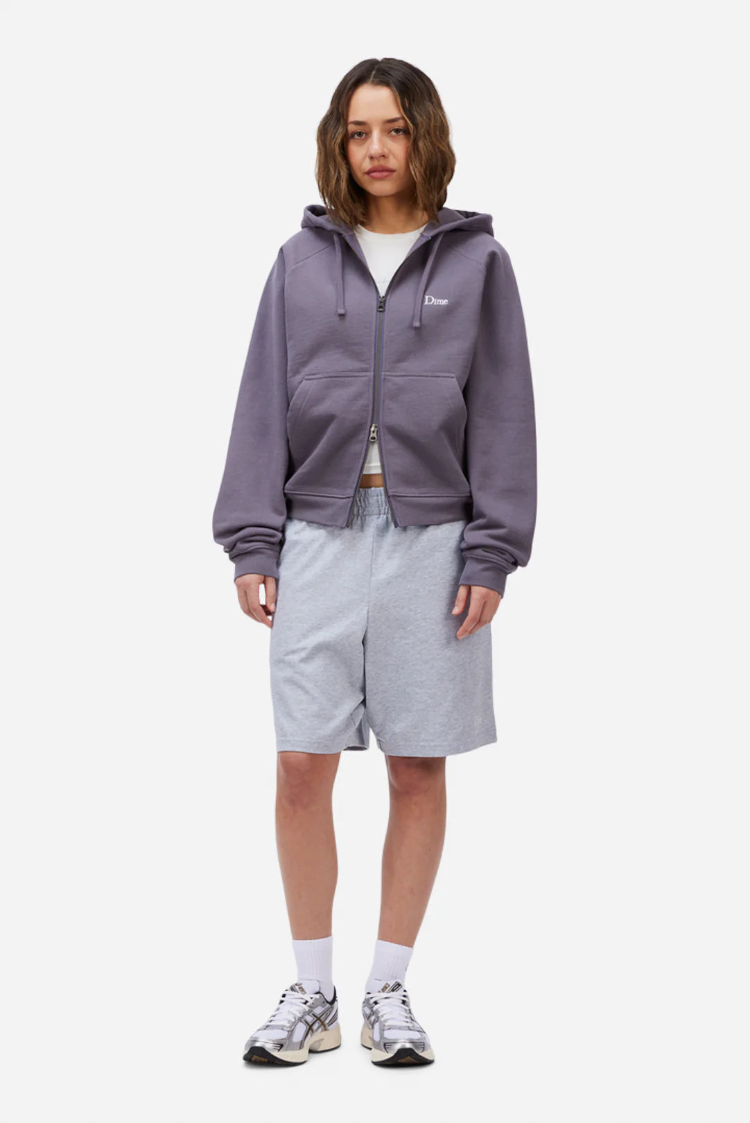 Dime MTL Classic Small Logo Zip Hoodie Charcoal Grape