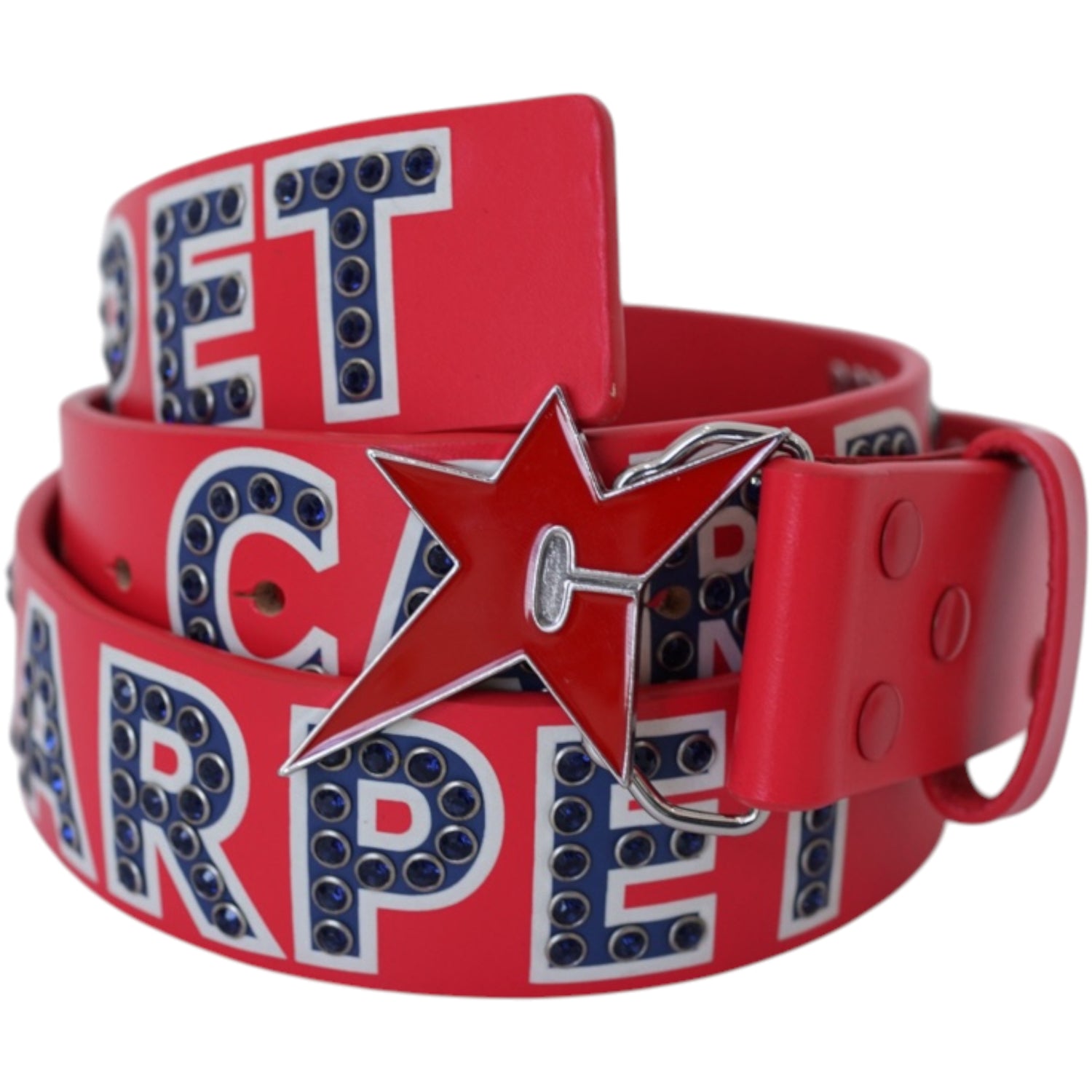 Carpet Company Varsity Rhinestone Leather Belt — Navy