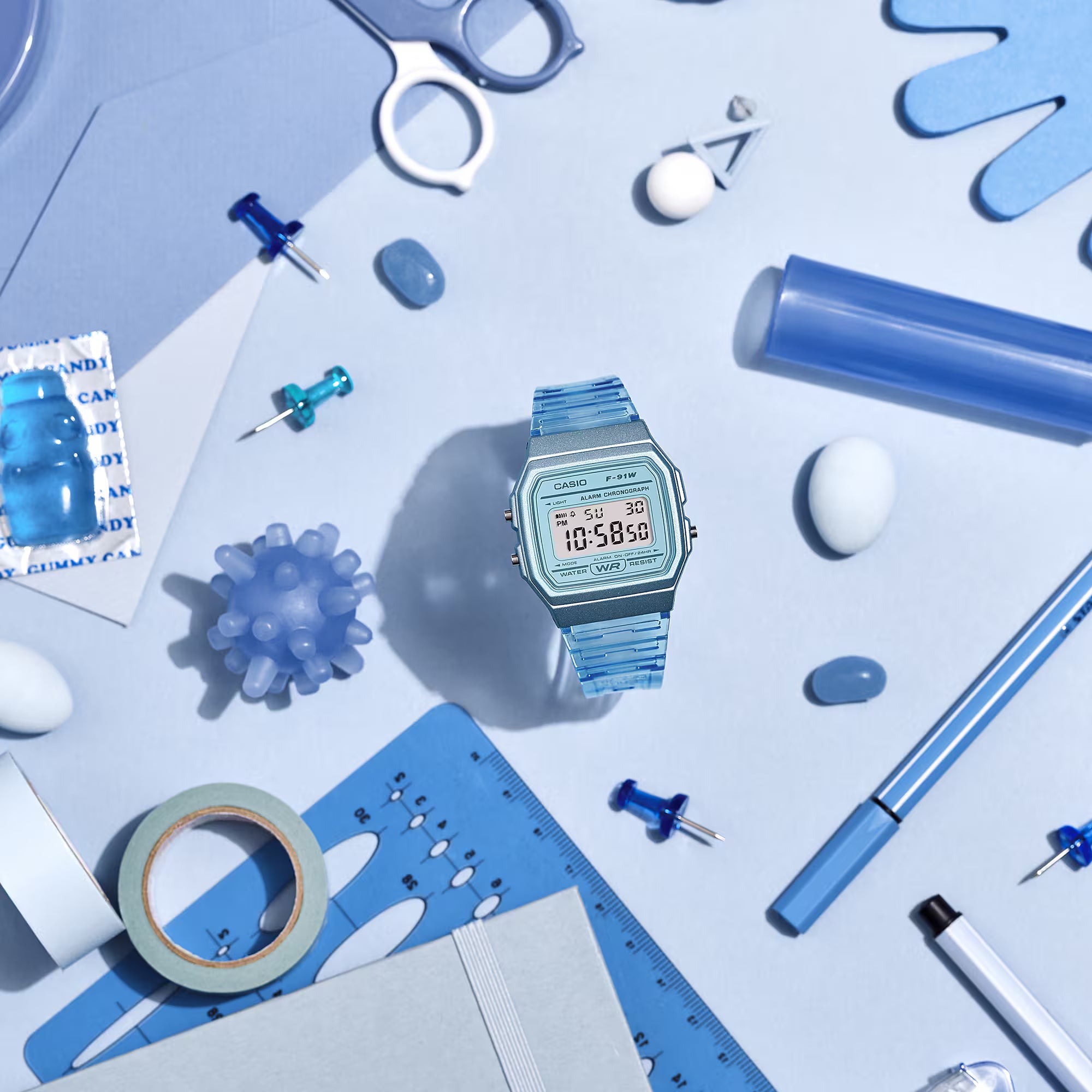 Casio Digital Watch Fâ91WSâ2 â Blue Resin now available at Gallery streetwear canada