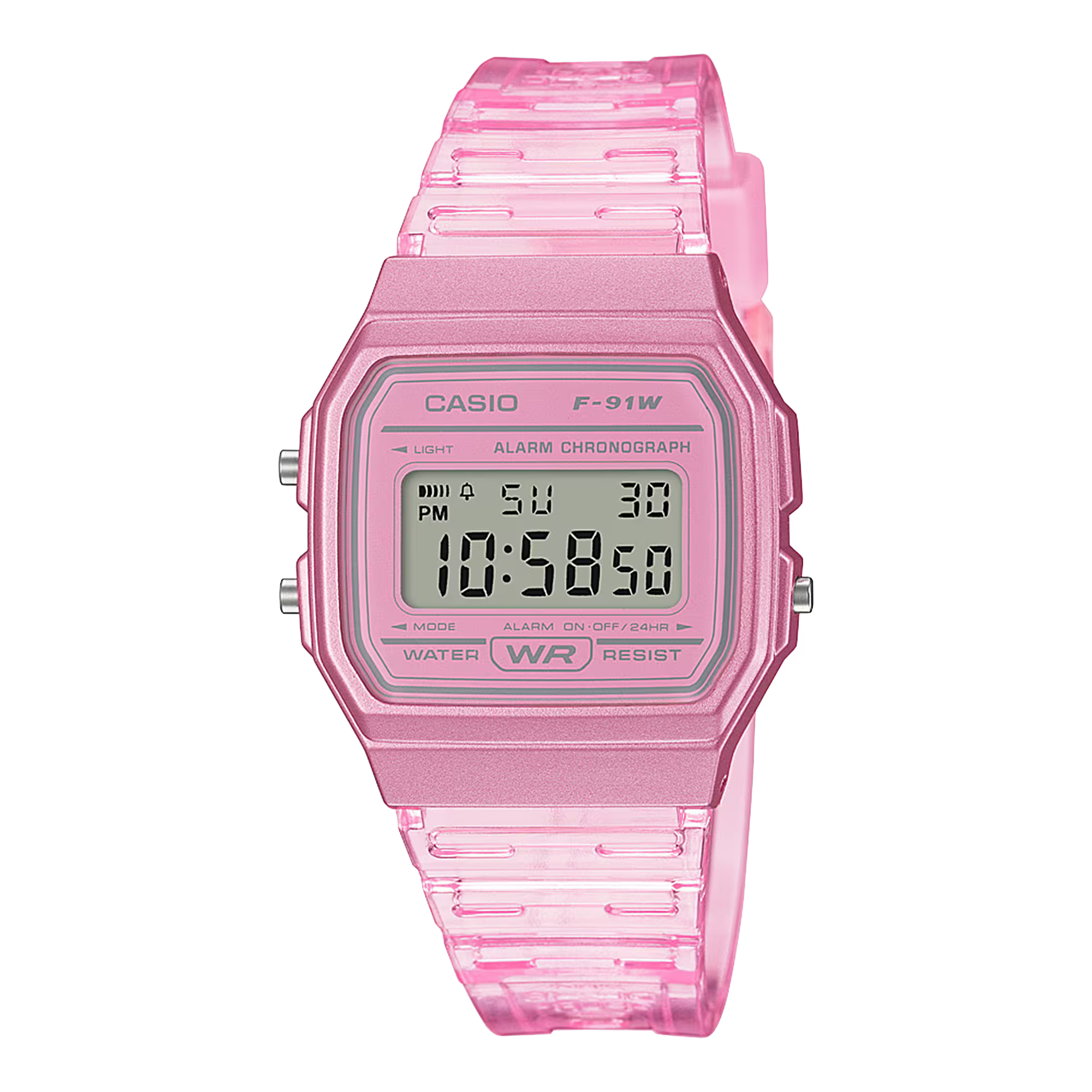 Casio Digital Watch F‑91WS‑4 — Pink Resin now at Gallery Streetwear Canada, Kelowna's best streetwear & Fashion store