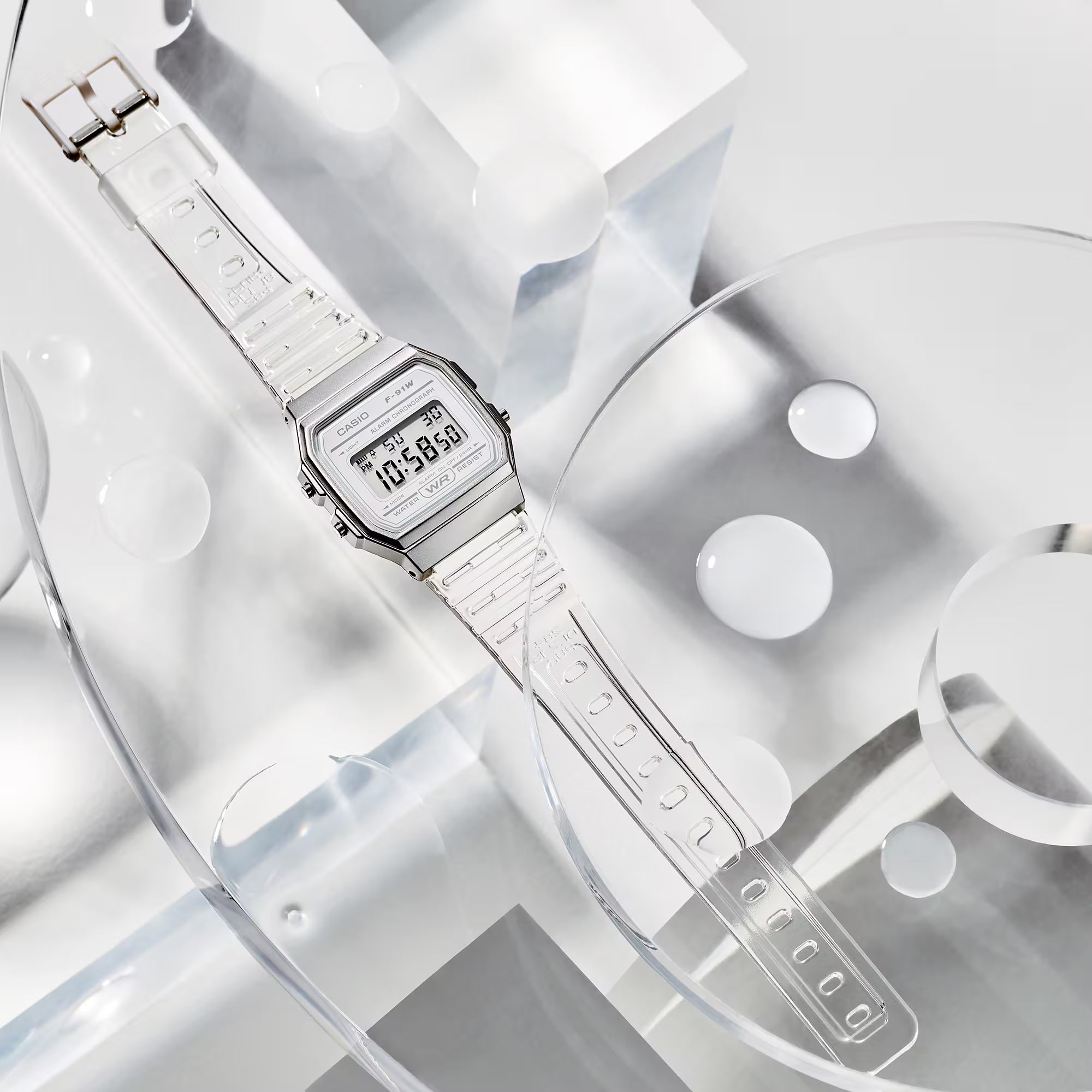 Casio Digital Watch Fâ91WSâ7 â Transparent Clear Resin