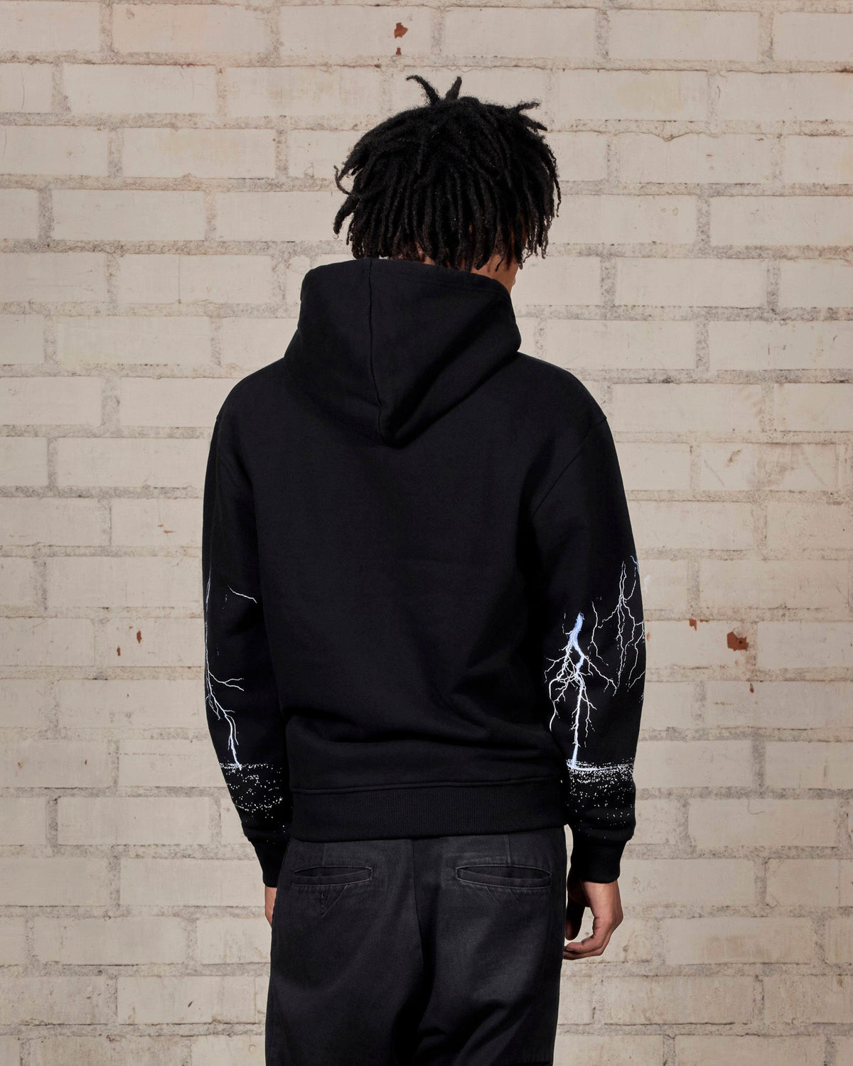 Pleasures End Times Zip Hoodie Black — black zip hoodie worn on model, Gallery Streetwear Canada