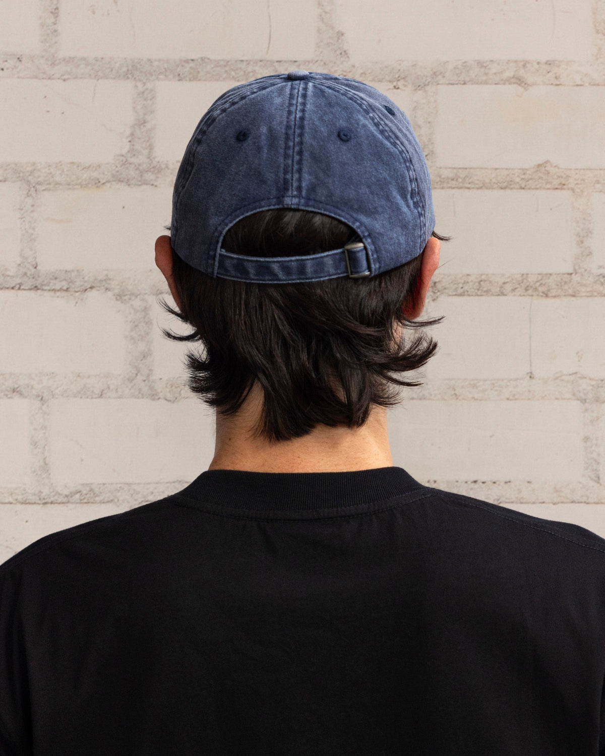 Pleasures Bubble Rip Cap Navy — navy cotton cap worn on model, Gallery Streetwear Canada