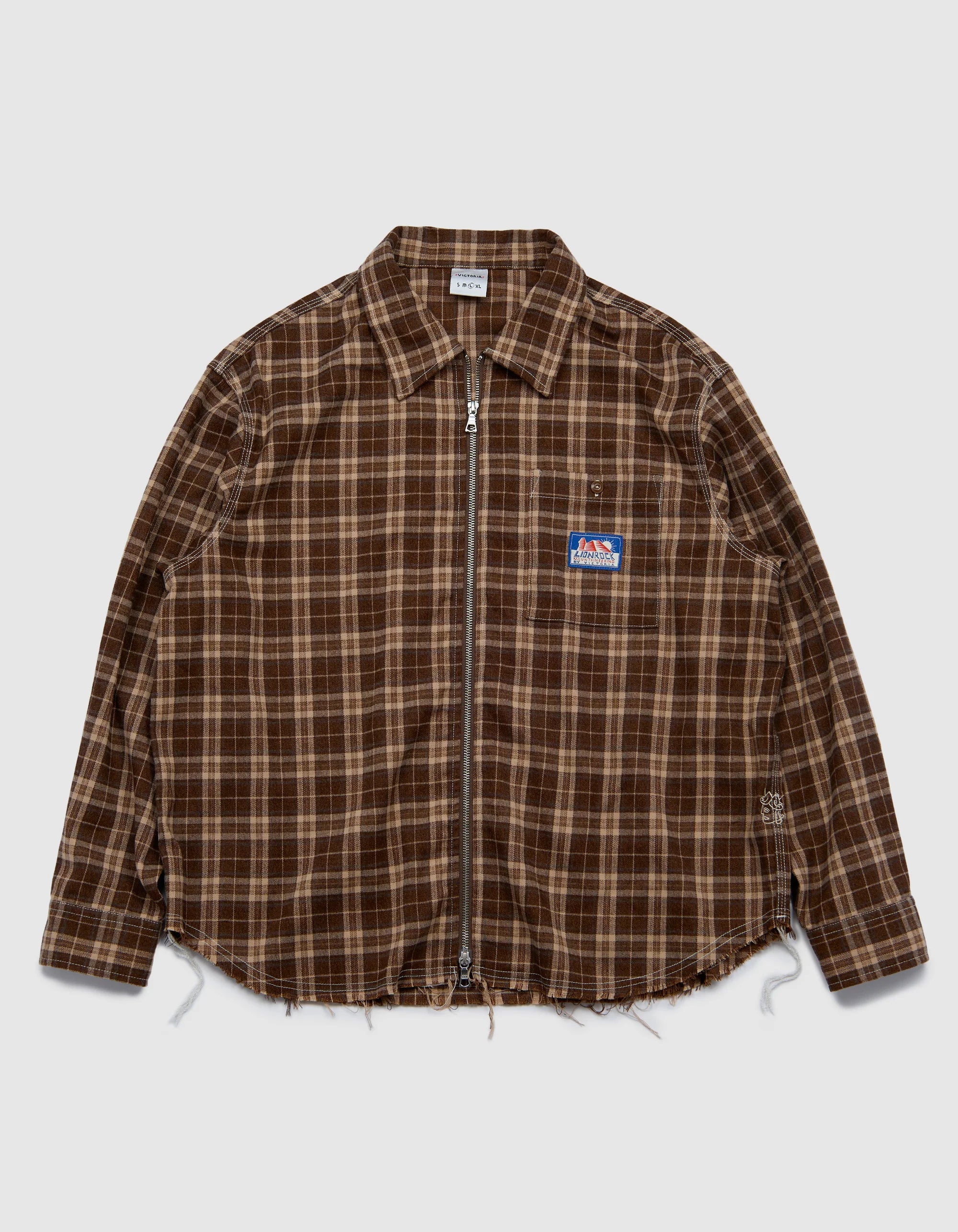 Victoria HK Plaid Zip Shirt – Brown