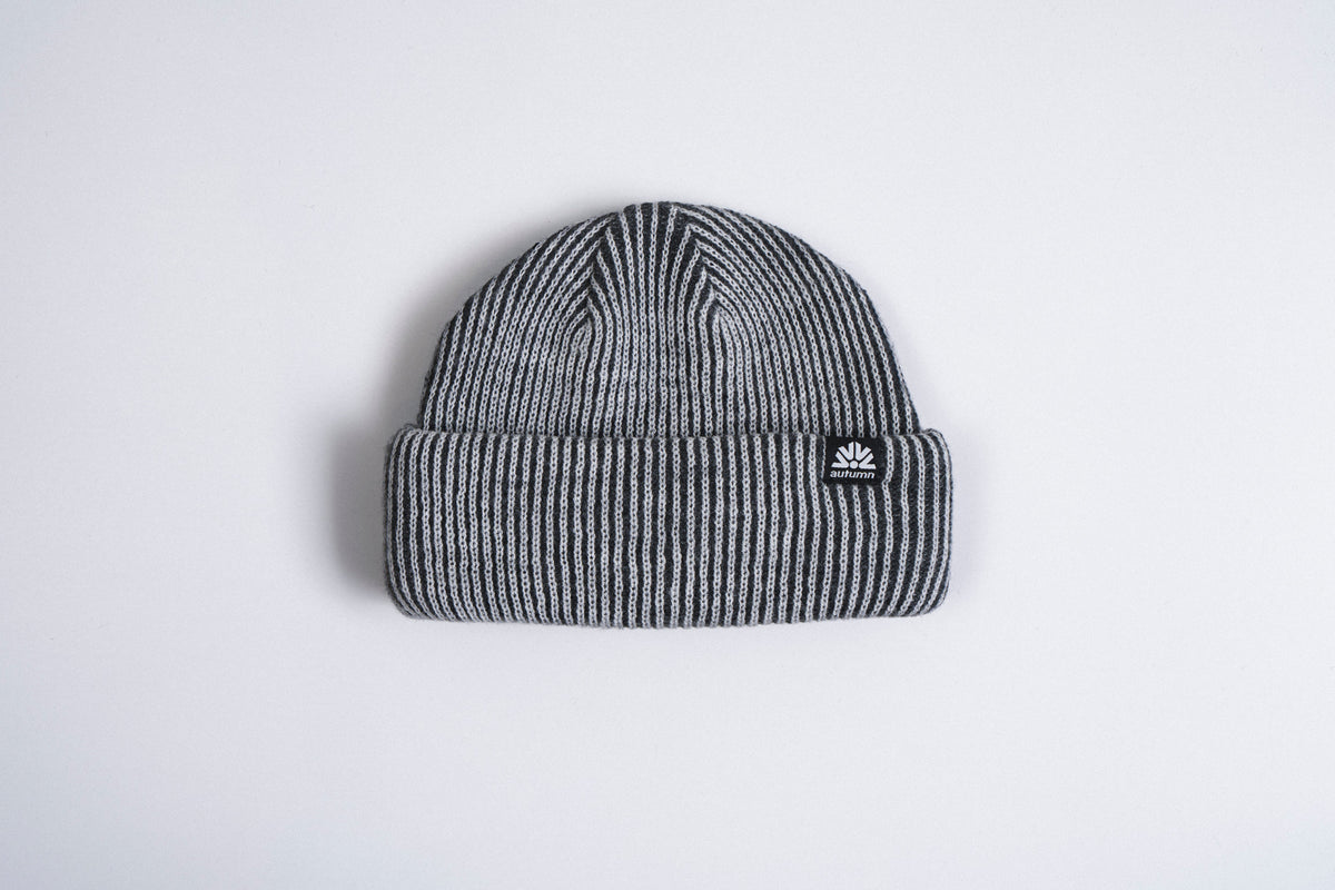 Autumn Cord Double Roll Beanie in Charcoal