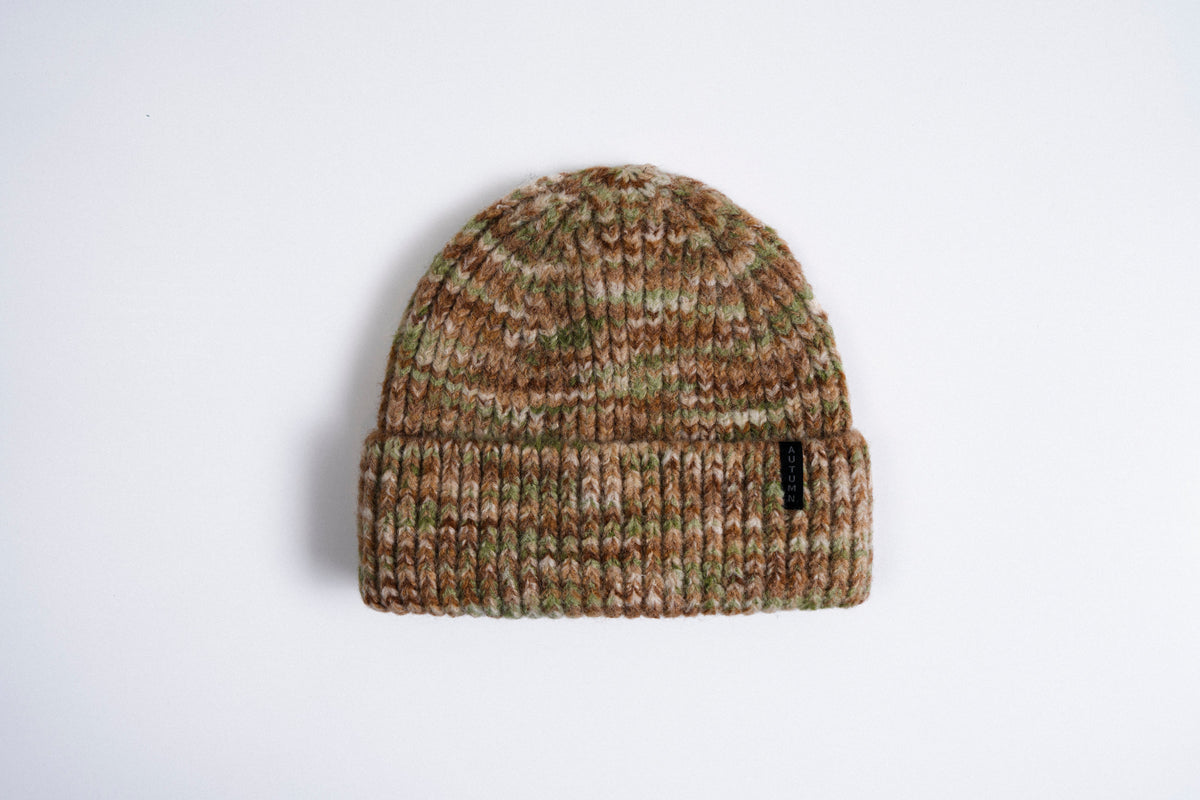 Autumn Marble Knit Beanie in Sand