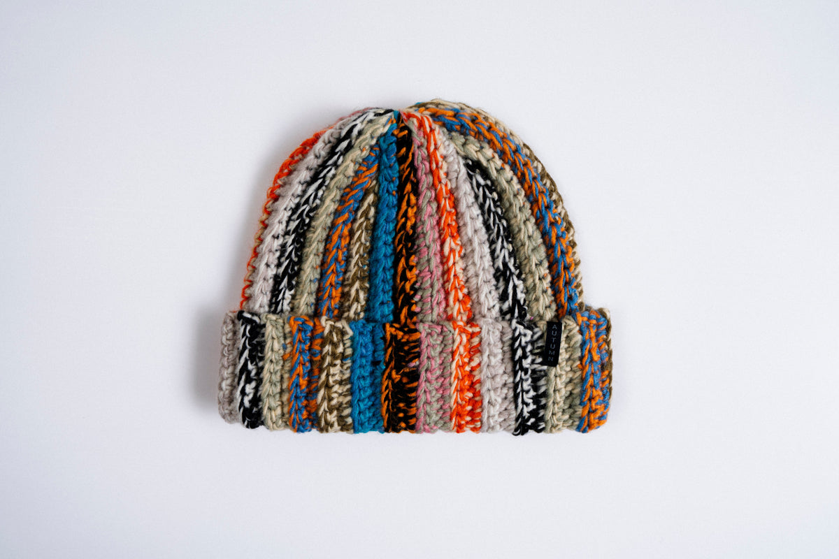 Autumn Patchwork Beanie in Teal