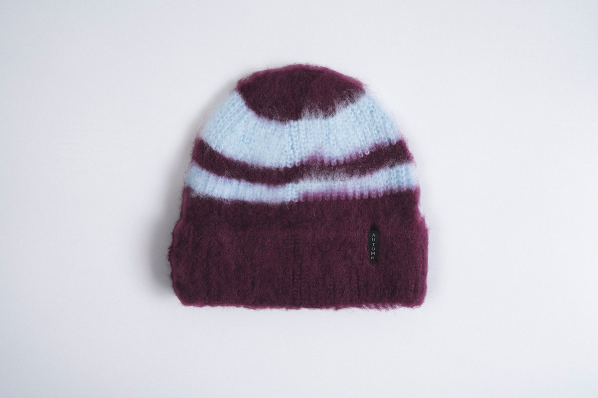 Autumn Sport Stripe Beanie in Oxblood