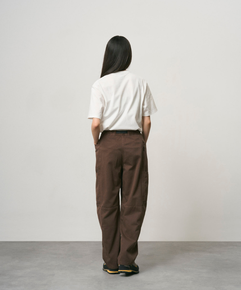 Gramicci Women's Voyager Pant in Brown Pigment, on model