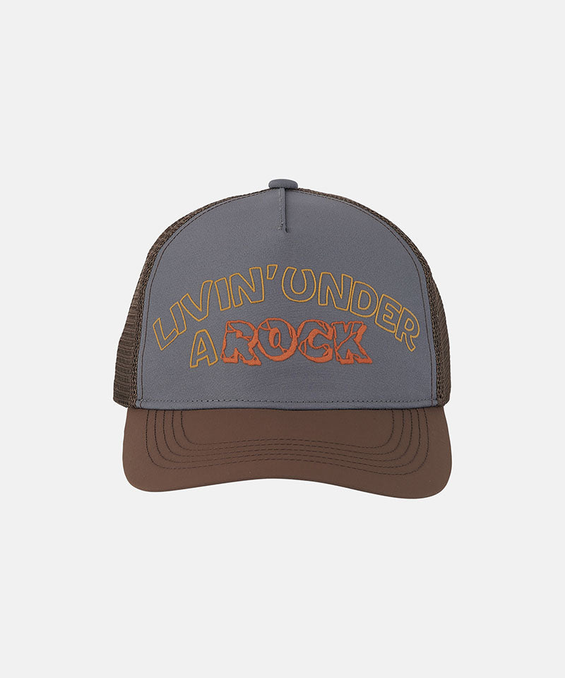 Gramicci Trucker Cap in Grey, side view with mesh back