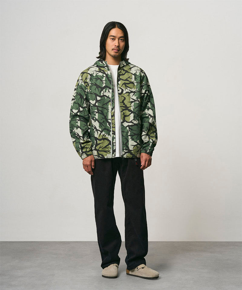 Gramicci Herringbone Hooded Jacket in Branch Camo, on model