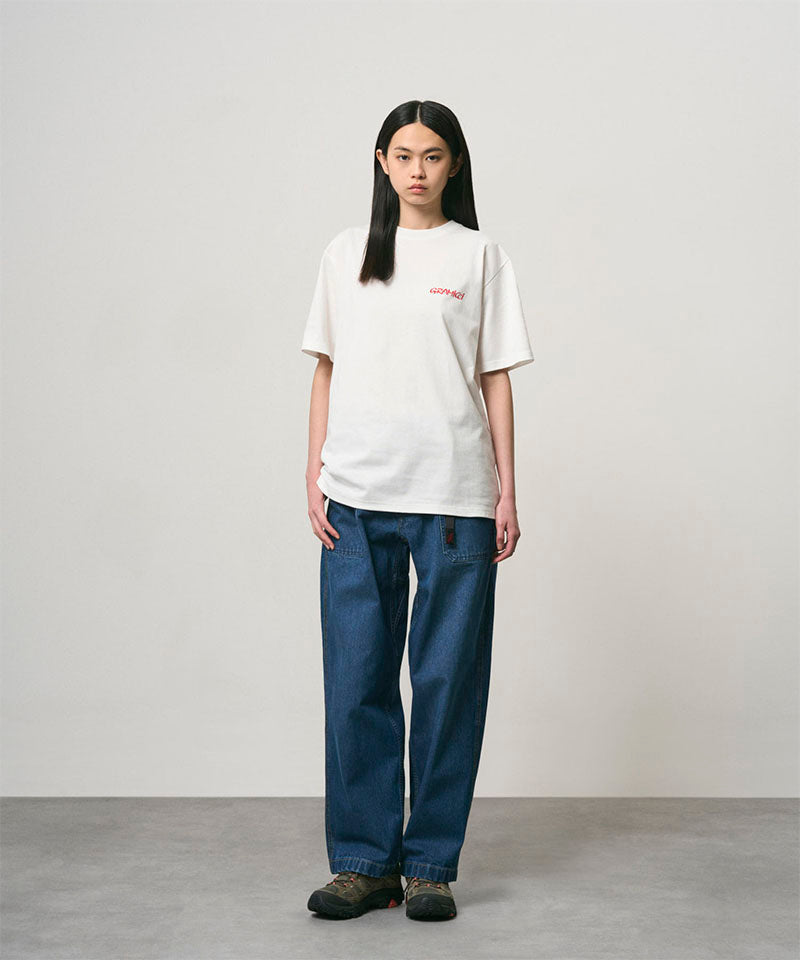 Gramicci Fatigue Denim Pant in Stone, front view on model