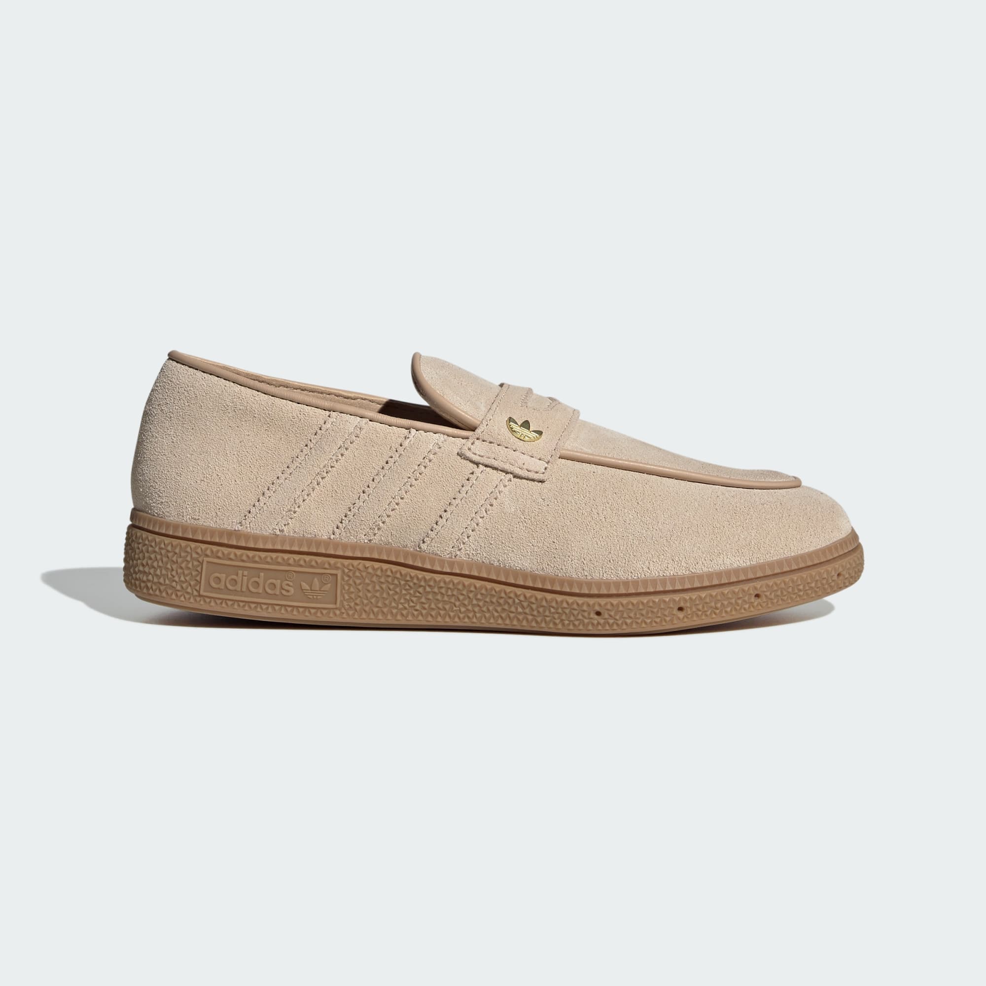 adidas Handball Spezial Loafer in Magic Beige suede, lateral side view