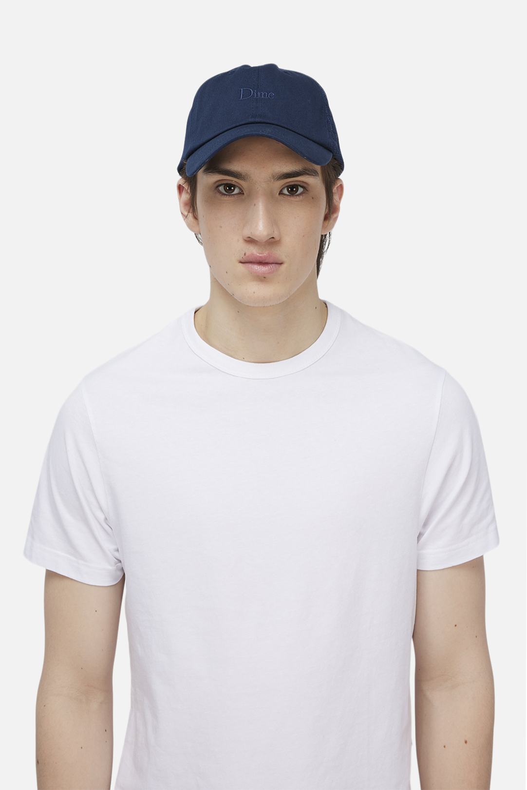 Model wearing the Dime MTL Classic Low Pro Cap in Navy