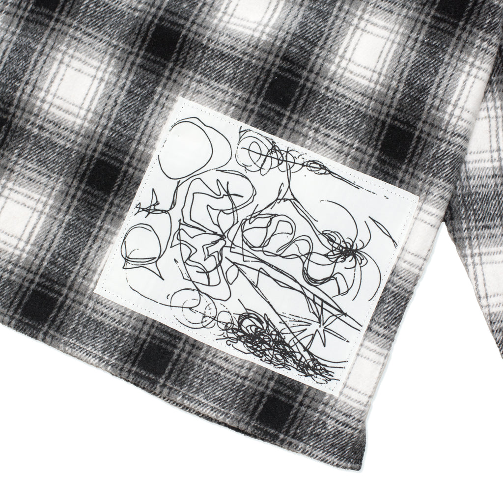 Hoddle Book Flannel grey plaid – button detail