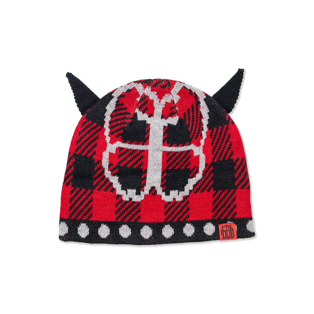 Hoddle Butterfly Horn Beanie red – horn panel detail