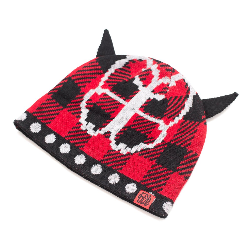 Hoddle Butterfly Horn Beanie red – woven label