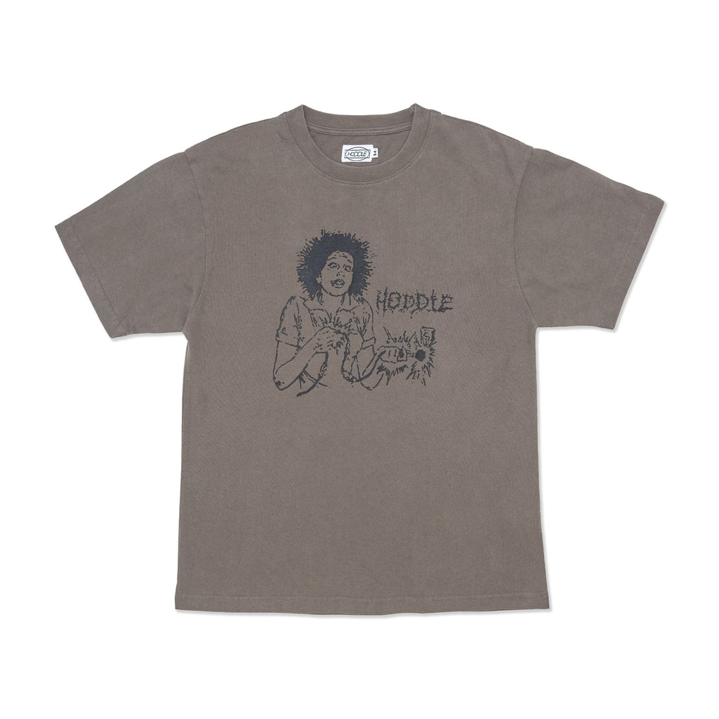 Hoddle Shock Tee in faded black – front screen print