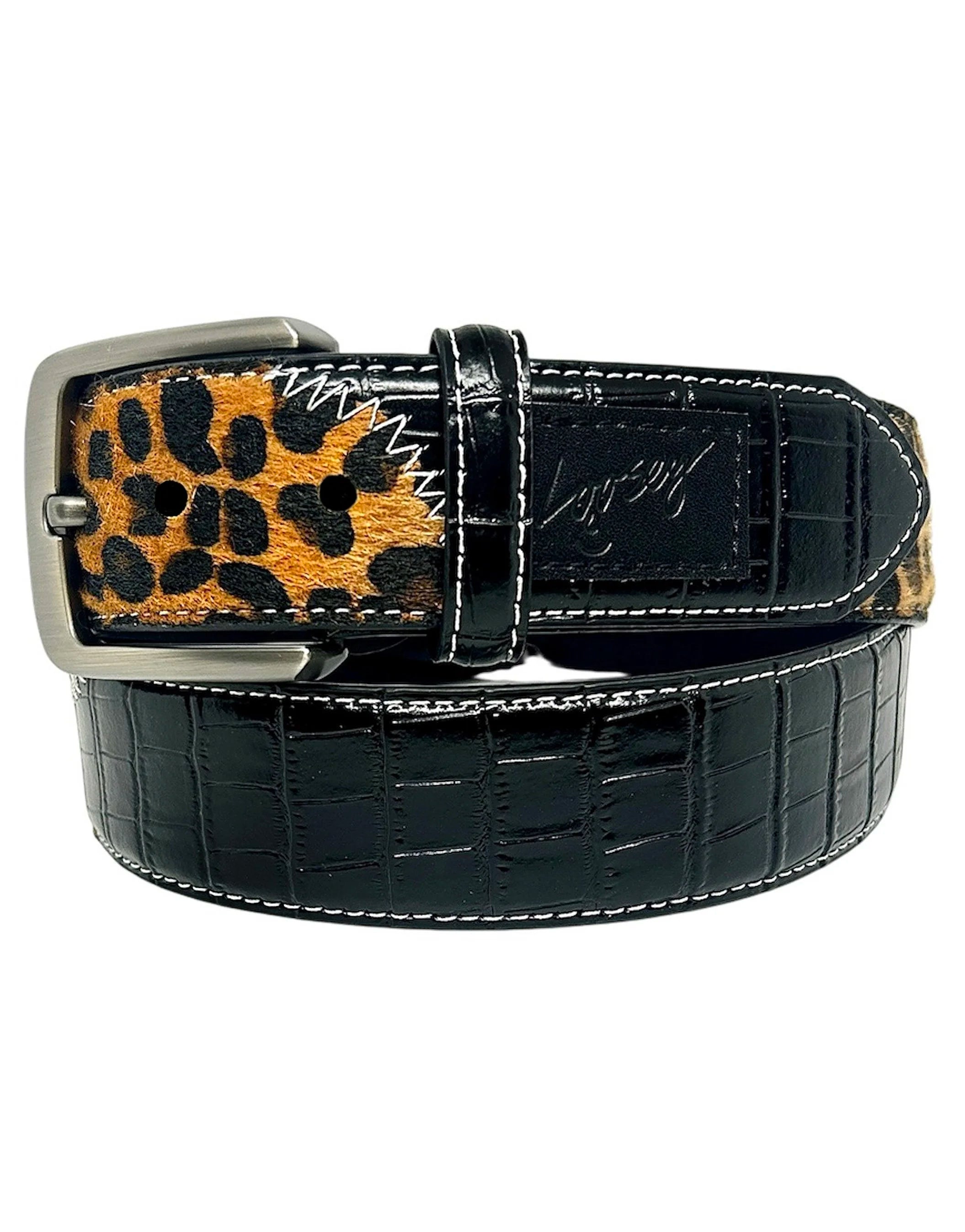 Loosey Premium Croc Belt in Cheetah print, croc-embossed leather