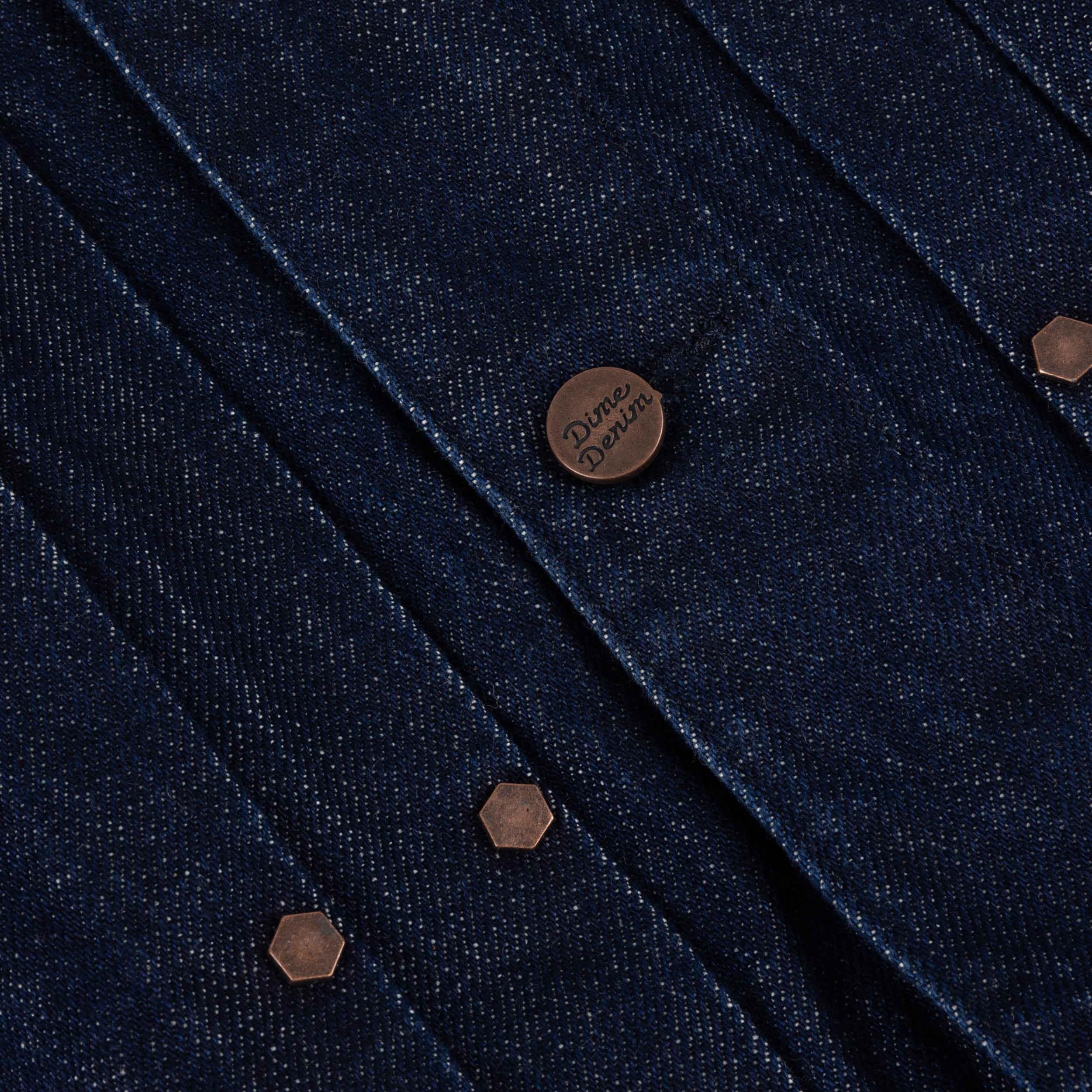 Dime MTL Pleated Denim Jacket Indigo — detail