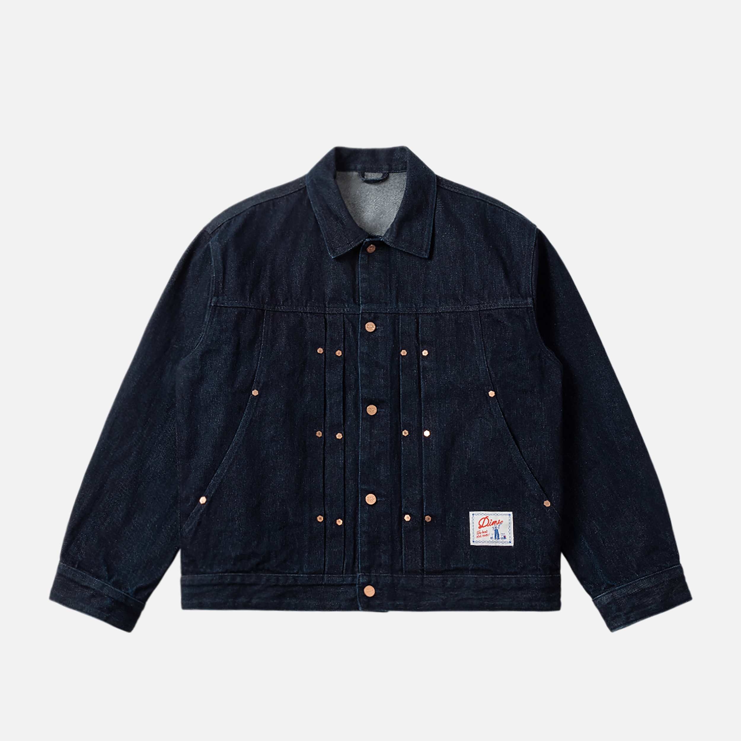 Dime MTL Pleated Denim Jacket Indigo — product shot